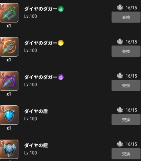 Rダイヤシリーズの交換必要数