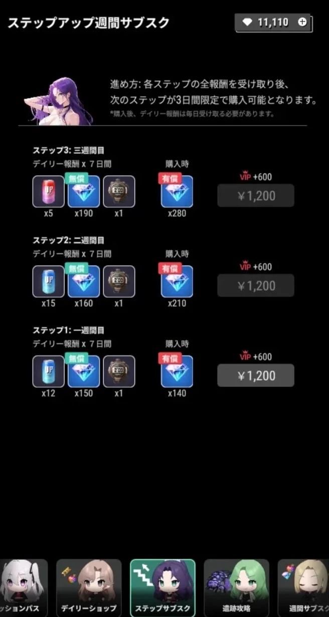 ステップアップ週間サブスク